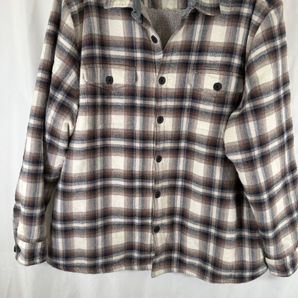 Carbon2Cobalt Jacket Men's XL White Brown Plaid Button Up Pockets 100% Cotton - Picture 3 of 11